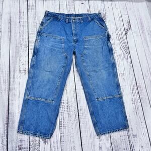 Carhartt Jeans Mens 44x30 Blue 100% Cotton Denim B73 Double Knee Carpenter Y2K